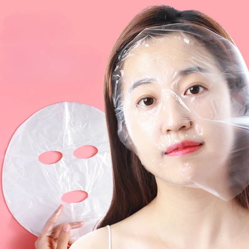 100Pcs Face Plastic Film Full Face Cleaner Mask