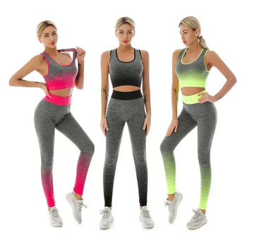 Womens Outfits Yoga Elastic Gradual Changing Sports Bra Set