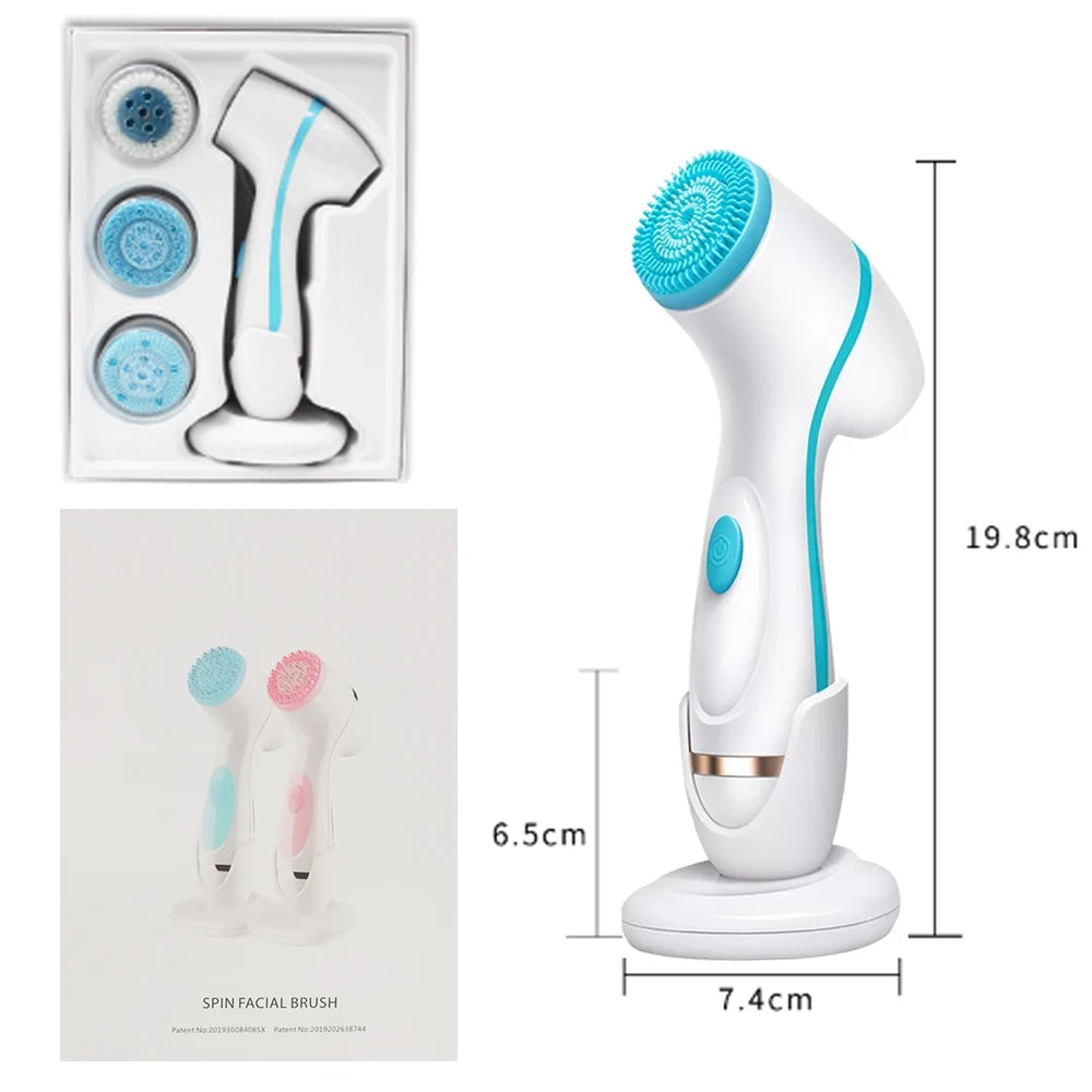 Facial Cleansing Brush Sonic Face Spin Brush Set  Blackhead Machine