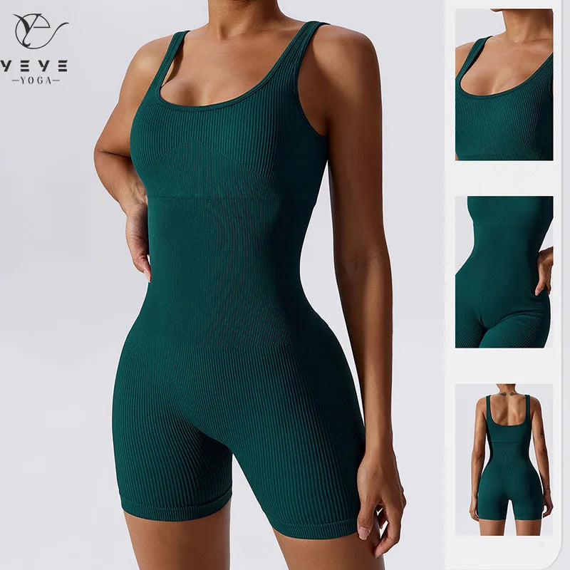 Women's Yoga Rompers One Piece Tummy Control Seamless Jumpsuit